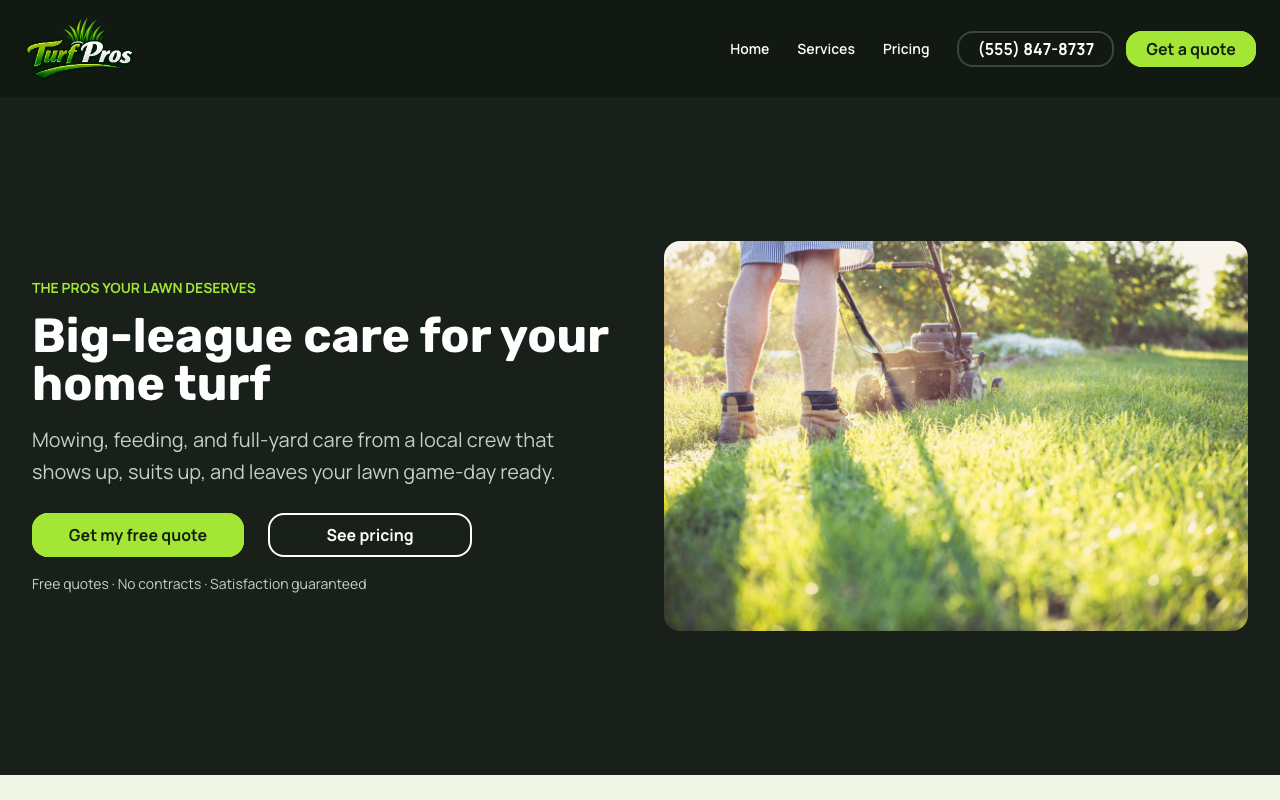 Turf Pros template preview